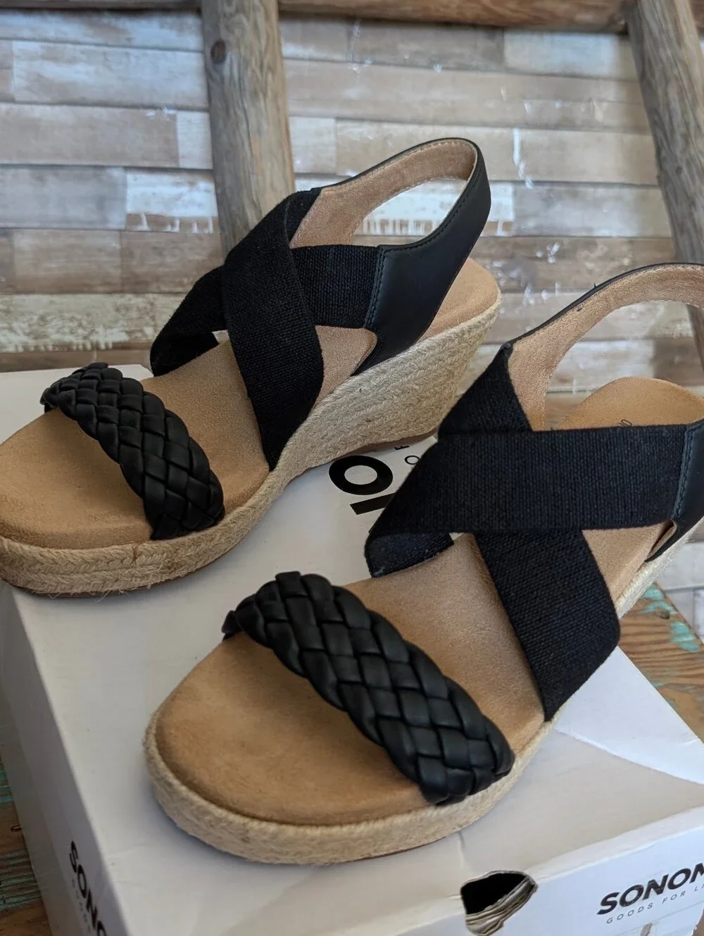 Sonoma Ortholite Eco Style Corra Espadrilles Black Wedges